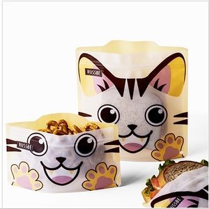 Russable Reusable Sandwich & Snack bags (set of 4) yellow cat